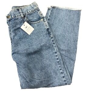 CHIPRE High Rise Jeans Women Size 28 Light Blue Raw Hem Ankle Cotton Denim